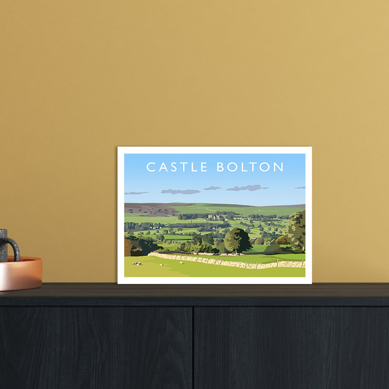 Castle Bolton Travel Art Print by Richard O'Neill A4 Black Frame