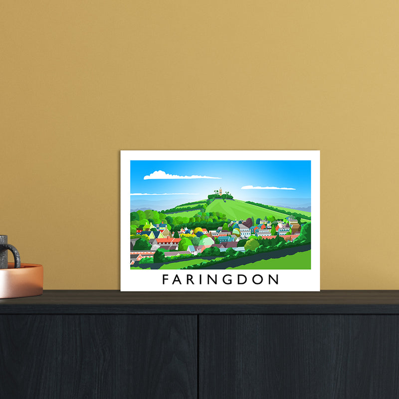 Faringdon Travel Art Print by Richard O'Neill A4 Black Frame