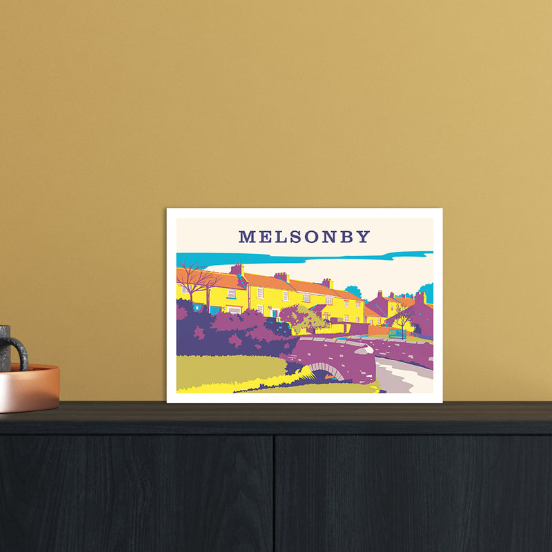 Melsonby Travel Art Print by Richard O'Neill A4 Black Frame