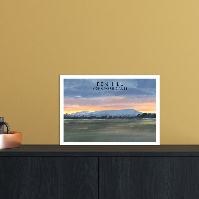 Penhill 3 Travel Art Print by Richard O'Neill A4 Black Frame