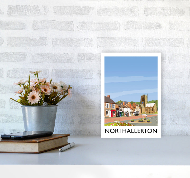 Northallerton 5 portrait Travel Art Print by Richard O'Neill A4 Black Frame