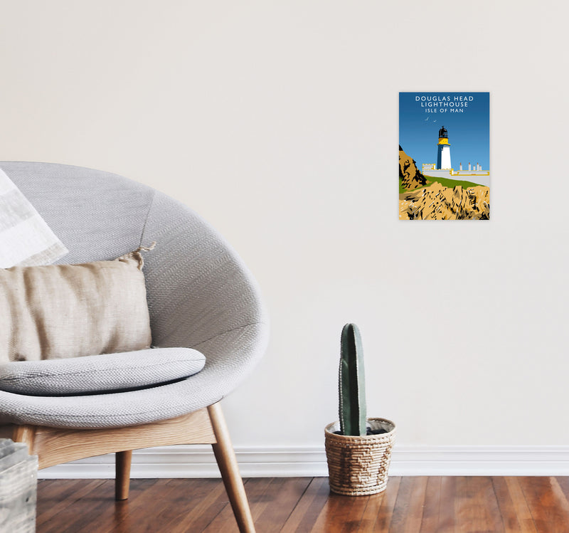 Douglas Head Lighthouse Isle of Man Framed Art Print by Richard O'Neill A4 Black Frame