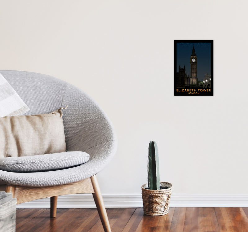 Elizabeth Tower by Richard O'Neill A4 Black Frame
