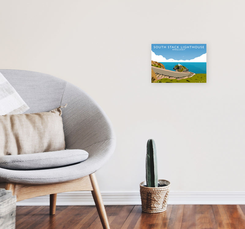 South Stack Lighthouse Anglesey Art Print by Richard O'Neill A4 Black Frame