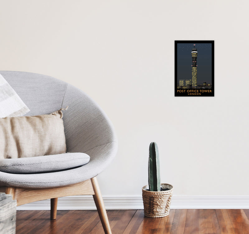 Post Office Tower by Richard O'Neill A4 Black Frame