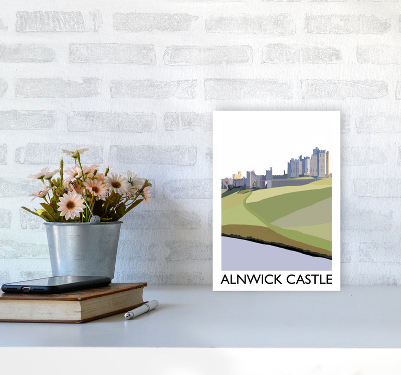 Alnwick Castle Portrait by Richard O'Neill A4 Black Frame