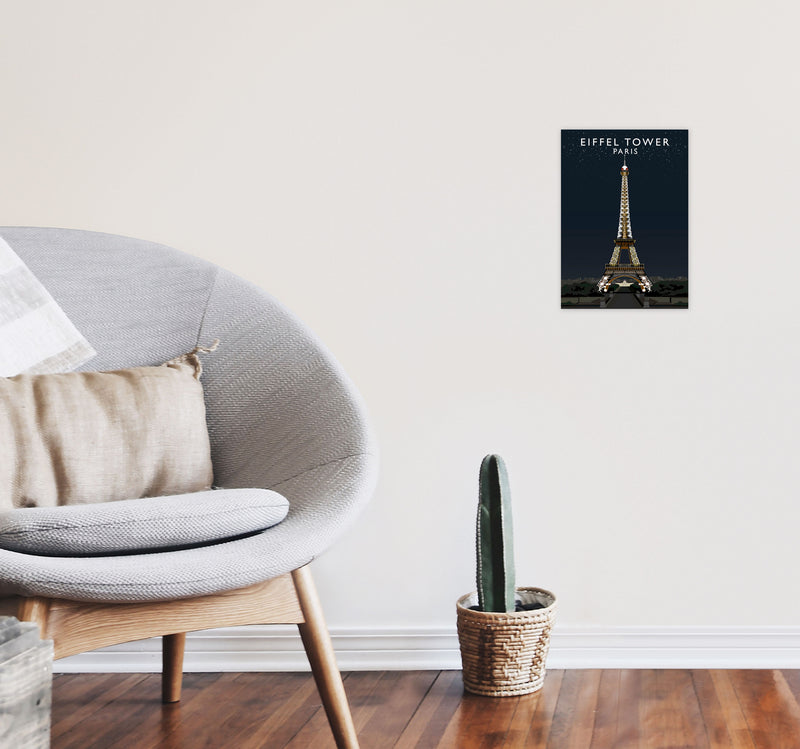 Eiffel Tower Night by Richard O'Neill A4 Black Frame