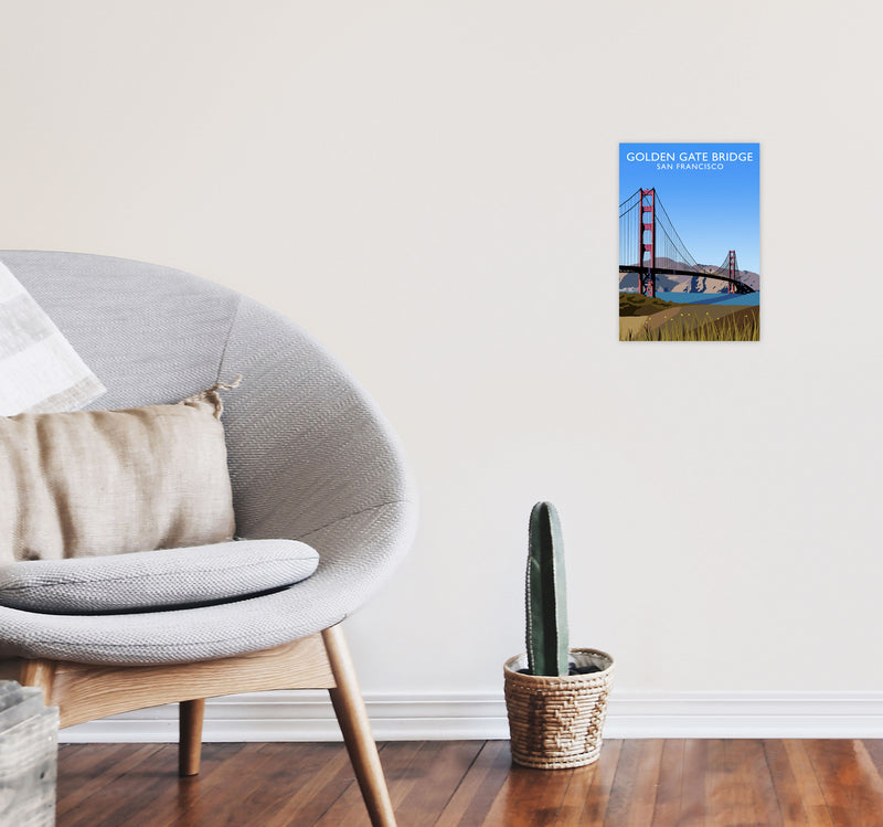 Golden Gate Bridge Portrait by Richard O'Neill A4 Black Frame