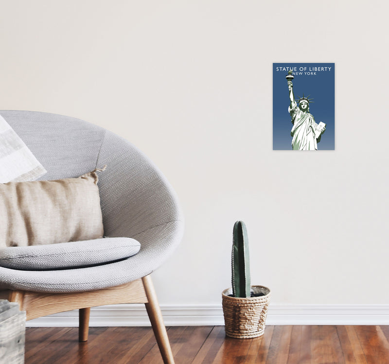 Statue of Liberty New York Art Print by Richard O'Neill A4 Black Frame