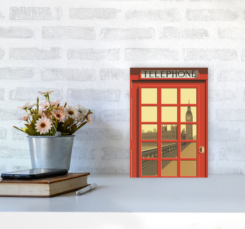London Telephone Box 5 by Richard O'Neill A4 Black Frame