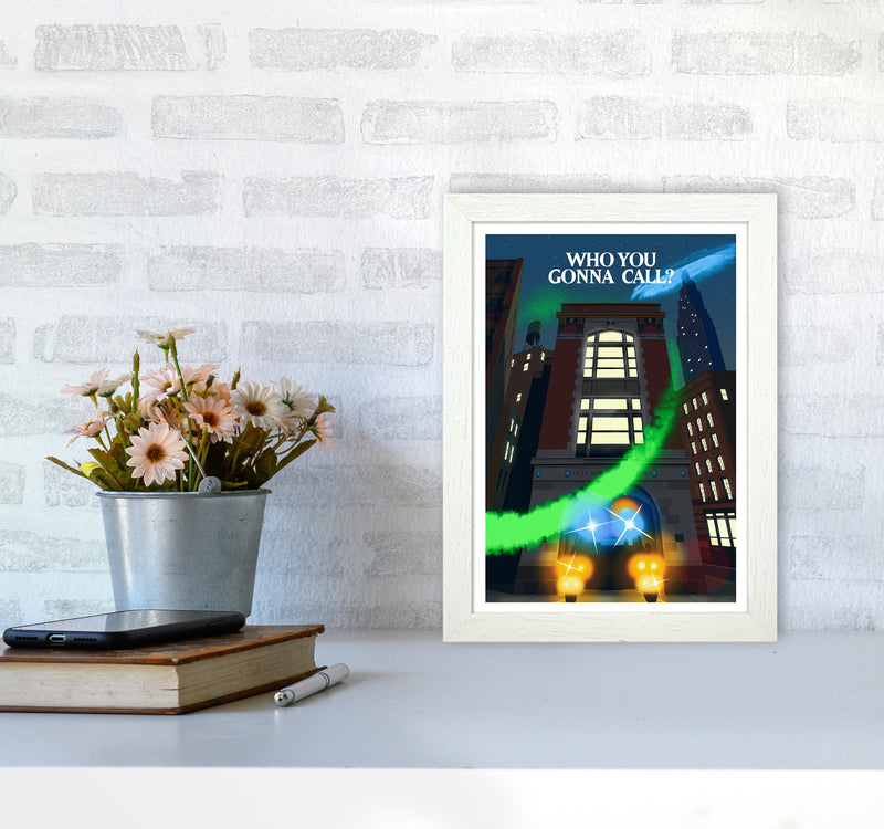 Ghostbusters Night Art Print by Richard O'Neill A4 Oak Frame