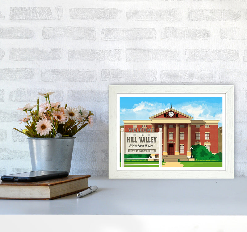 Hill Valley 1955 Revised Art Print by Richard O'Neill A4 Oak Frame
