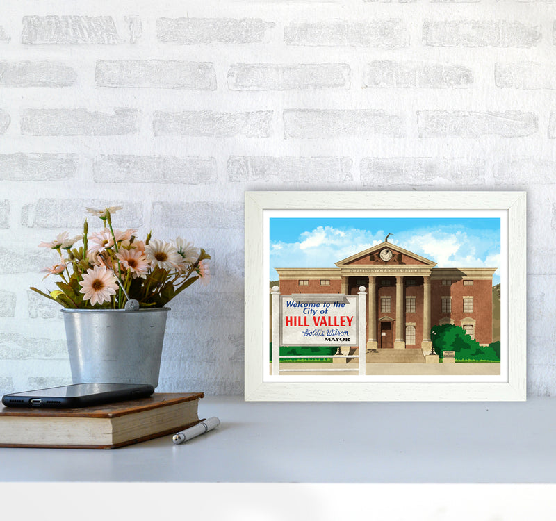 Hill Valley 1985 Revised Art Print by Richard O'Neill A4 Oak Frame
