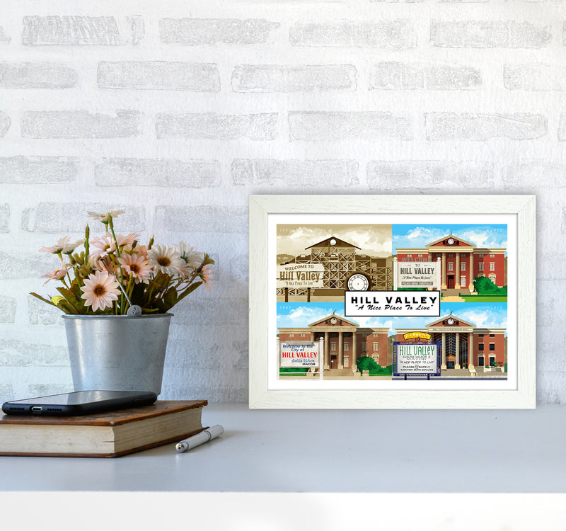Hill Valley - A Nice Place To Live Art Print by Richard O'Neill A4 Oak Frame