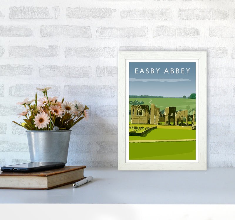 Easby Abbey Portrait Art Print by Richard O'Neill A4 Oak Frame