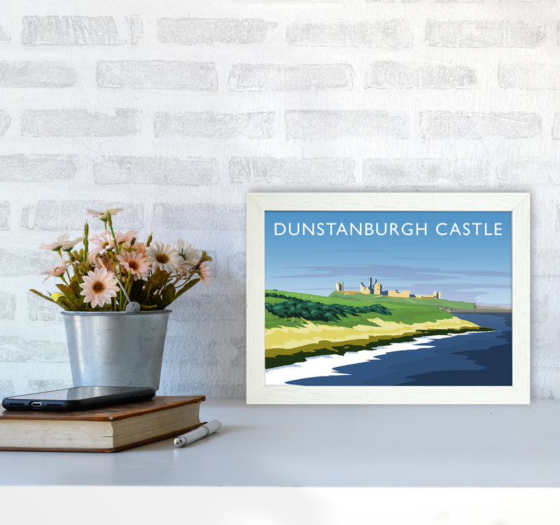 Dunstanburgh Castle Travel Art Print by Richard O'Neill A4 Oak Frame