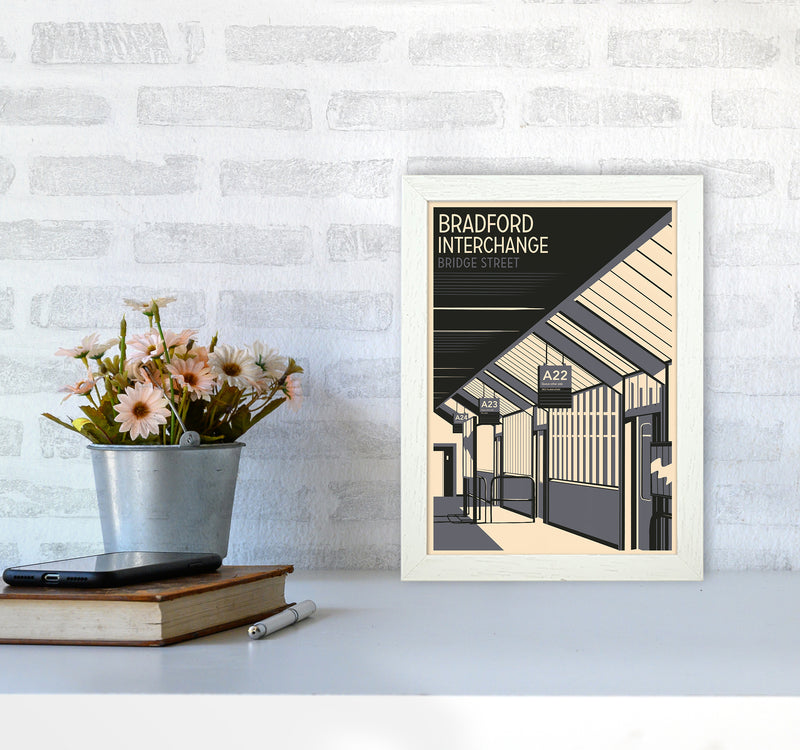 Bradford Interchange, Bridge Street portrait Travel Art Print by Richard O'Neill A4 Oak Frame