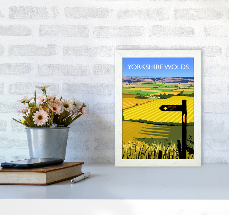 Yorkshire Wolds portrait Travel Art Print by Richard O'Neill A4 Oak Frame