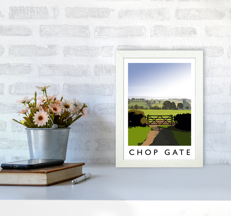 Chop Gate portrait Travel Art Print by Richard O'Neill A4 Oak Frame