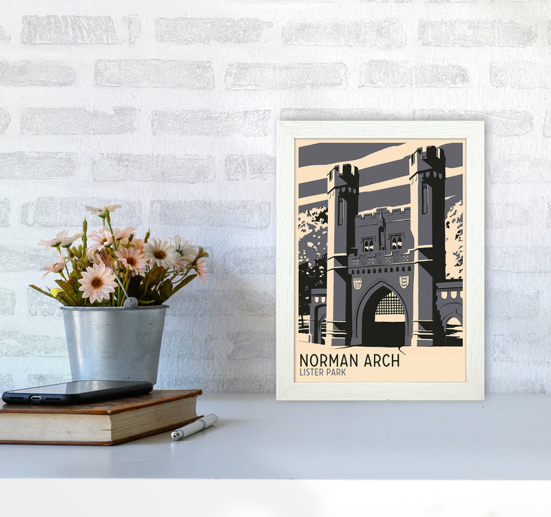 Norman Arch, Lister Park Travel Art Print by Richard O'Neill A4 Oak Frame