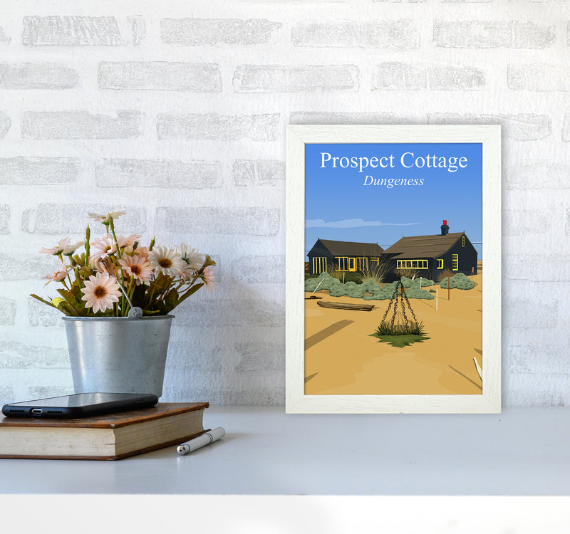 Prospect Cottage portrait Travel Art Print by Richard O'Neill A4 Oak Frame
