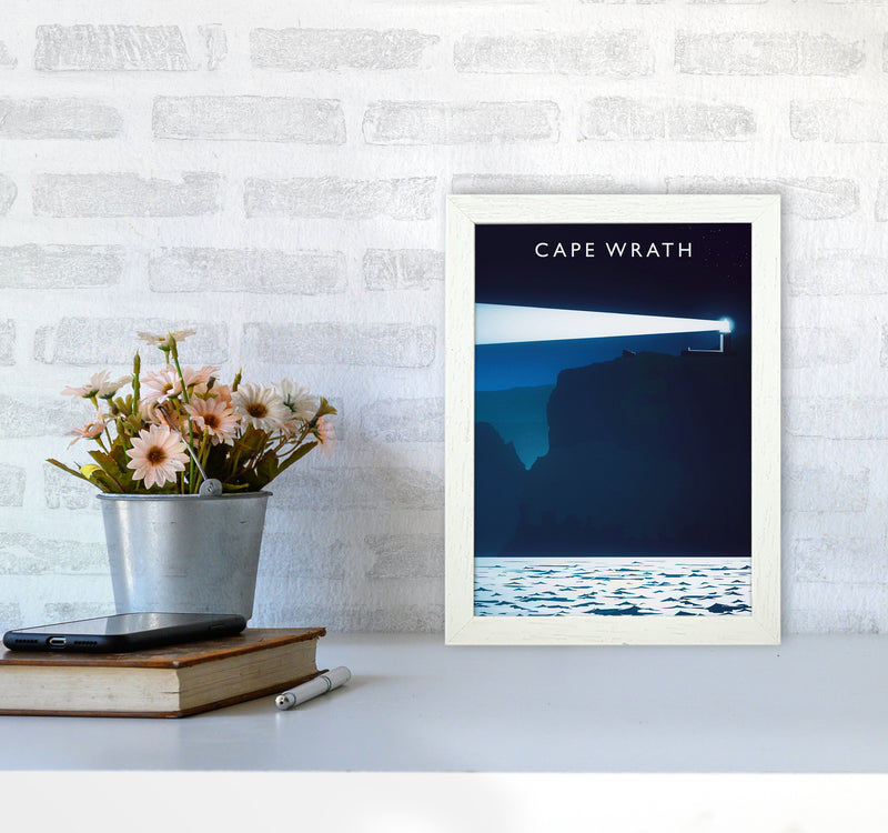 Cape Wrath portrait Travel Art Print by Richard O'Neill A4 Oak Frame