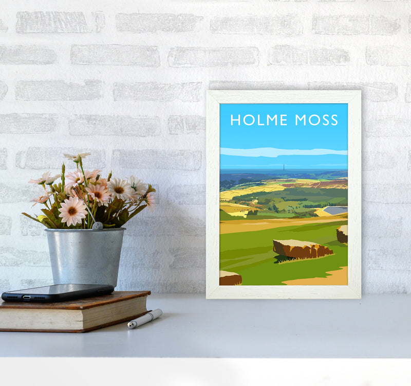 Holme Moss portrait Travel Art Print by Richard O'Neill A4 Oak Frame