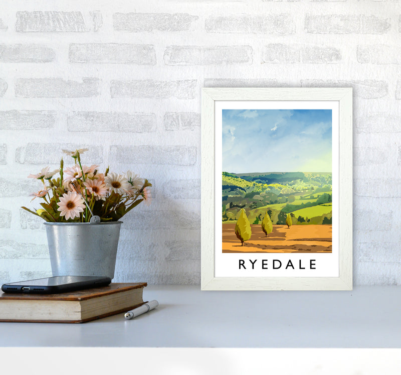 Ryedale portrait Travel Art Print by Richard O'Neill A4 Oak Frame