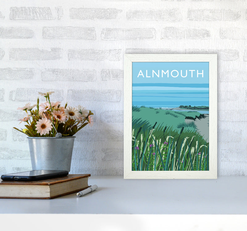 Alnmouth portrait Travel Art Print by Richard O'Neill A4 Oak Frame