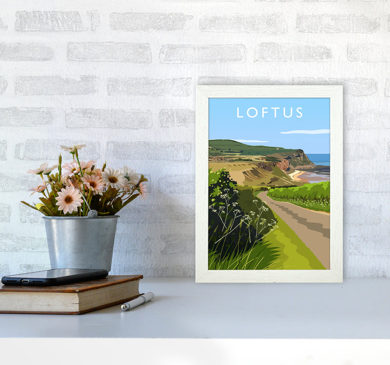 Loftus portrait Travel Art Print by Richard O'Neill A4 Oak Frame