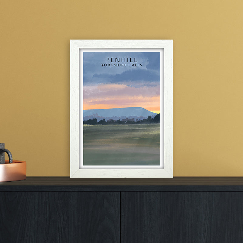 Penhill 3 Portrait Travel Art Print by Richard O'Neill A4 Oak Frame