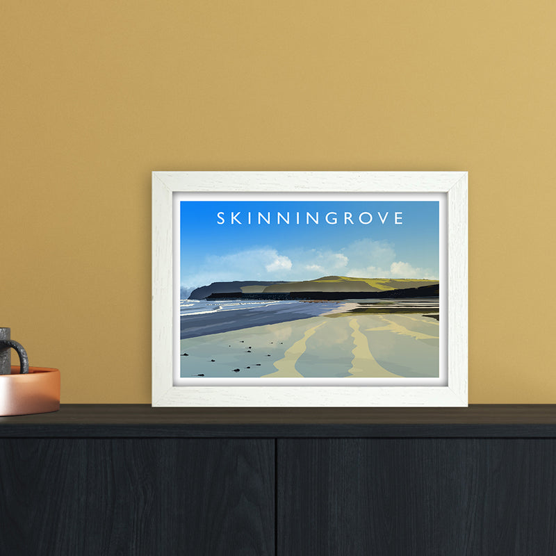Skinningrove 2 Travel Art Print by Richard O'Neill A4 Oak Frame
