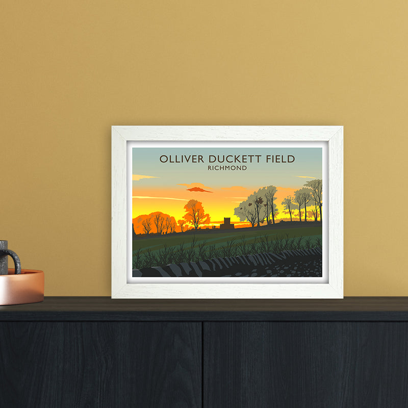 Olliver Duckett Field Travel Art Print by Richard O'Neill A4 Oak Frame