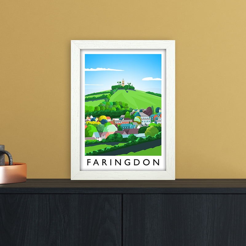 Faringdon Portrait Travel Art Print by Richard O'Neill A4 Oak Frame