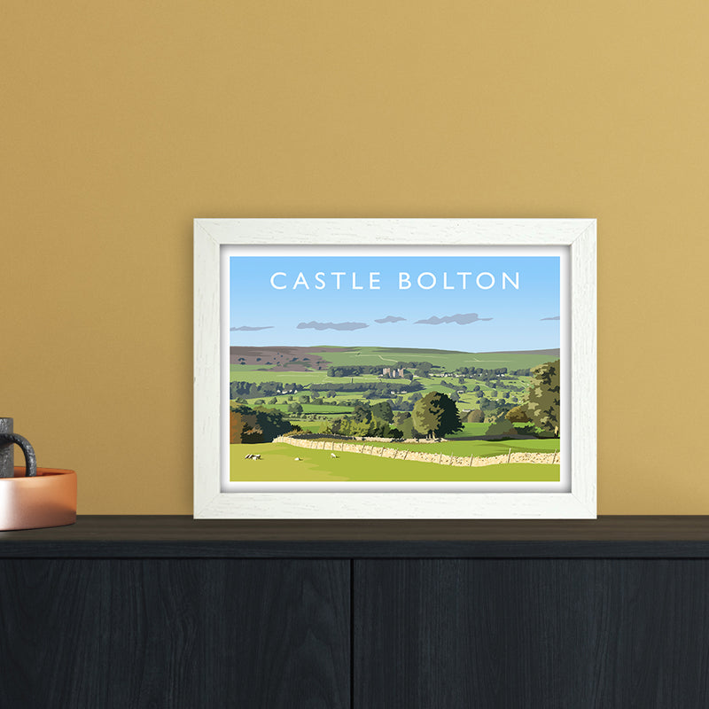 Castle Bolton Travel Art Print by Richard O'Neill A4 Oak Frame