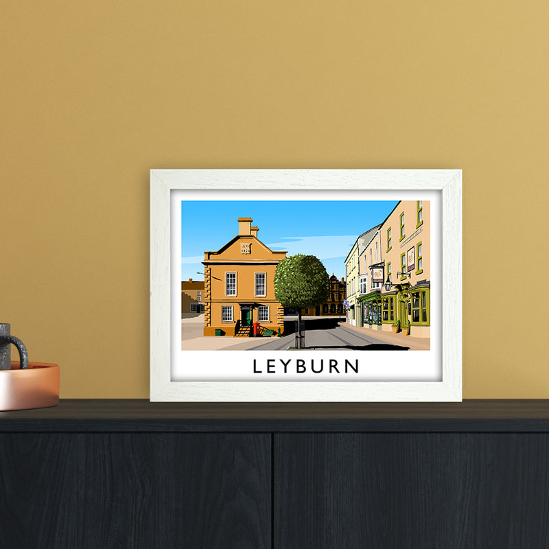 Leyburn 3 Travel Art Print by Richard O'Neill A4 Oak Frame