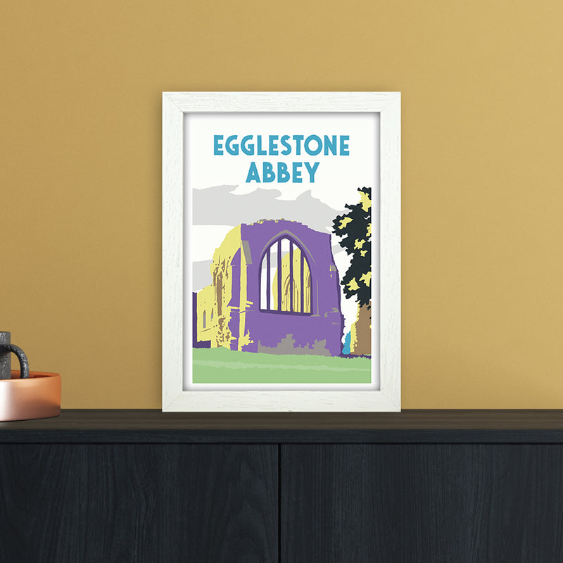 Egglestone Abbey Portrait Travel Art Print by Richard O'Neill A4 Oak Frame