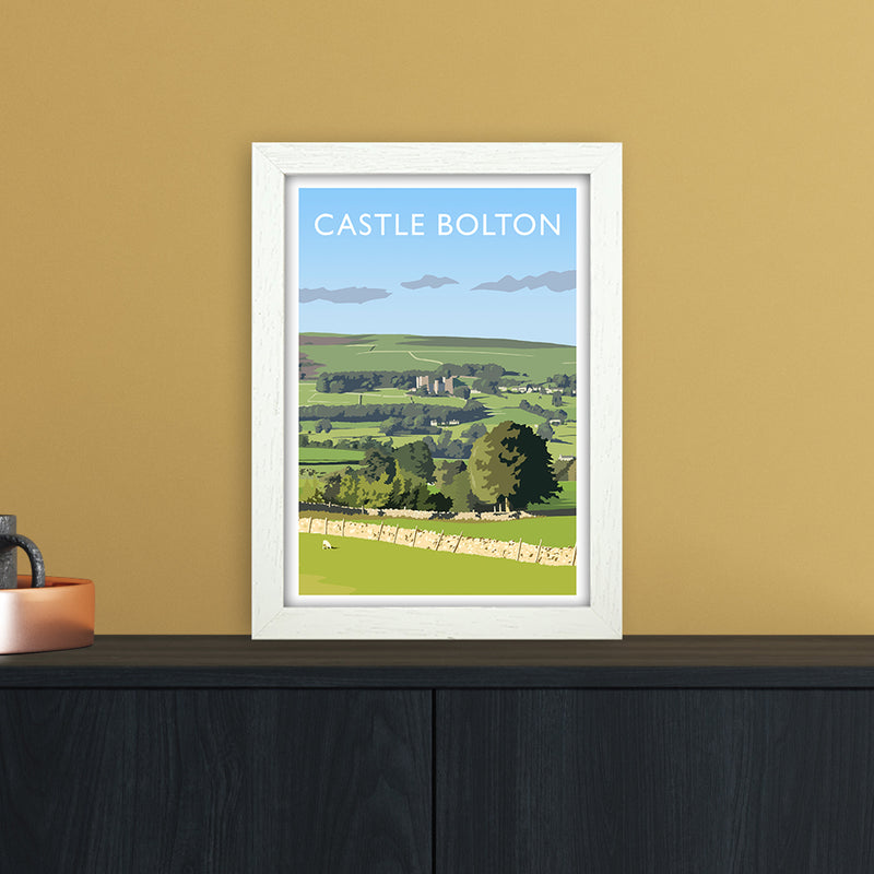 Castle Bolton Portrait Travel Art Print by Richard O'Neill A4 Oak Frame