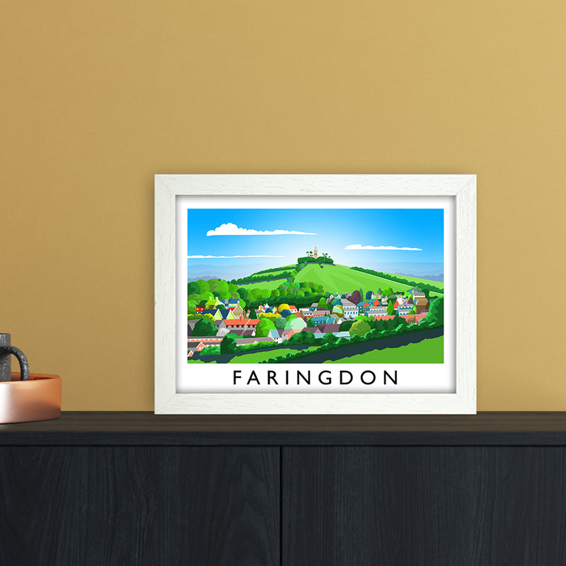 Faringdon Travel Art Print by Richard O'Neill A4 Oak Frame