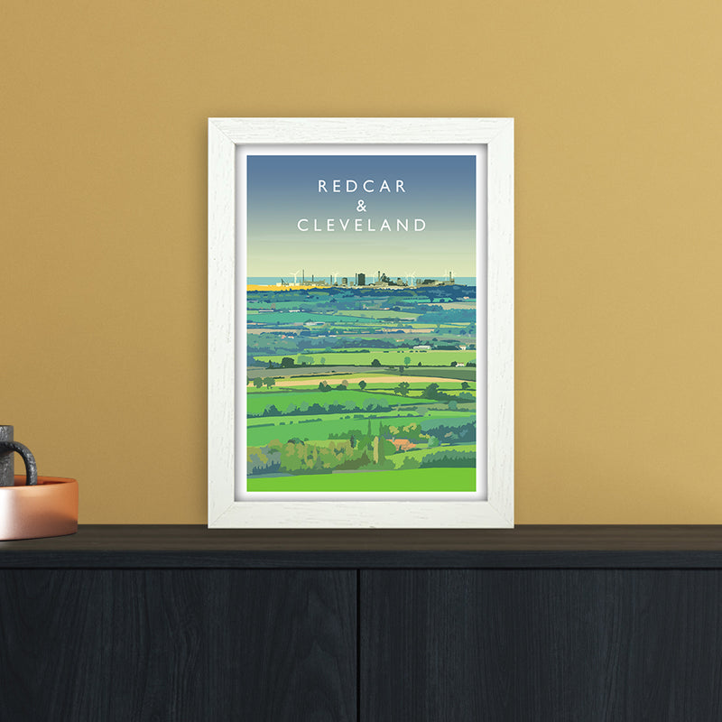 Redcar & Cleveland Travel Art Print by Richard O'Neill A4 Oak Frame