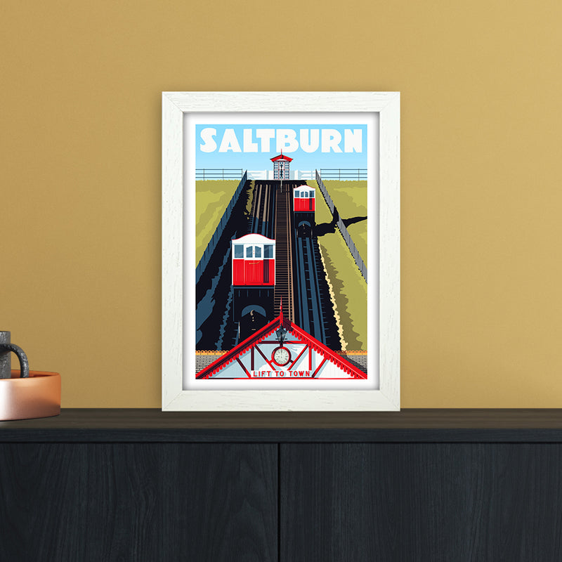 Saltburn 2 Travel Art Print by Richard O'Neill A4 Oak Frame