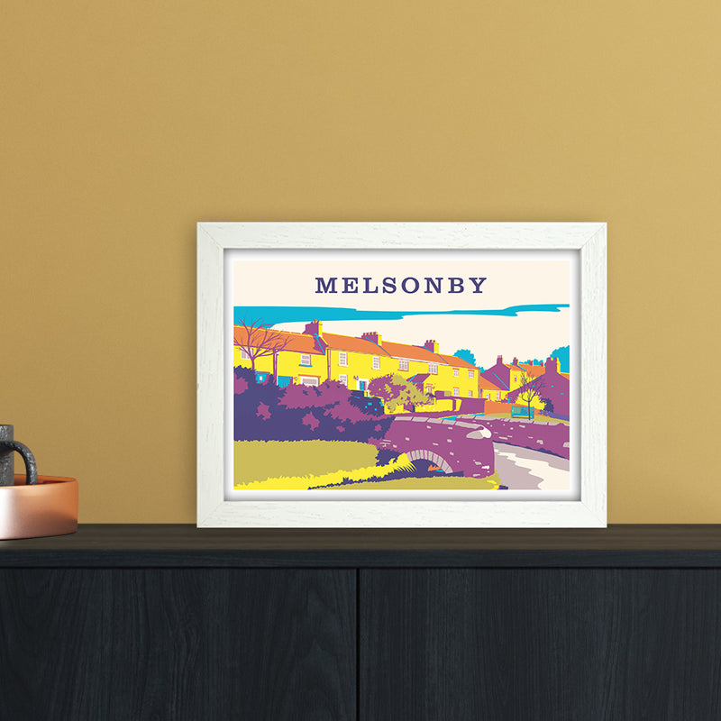 Melsonby Travel Art Print by Richard O'Neill A4 Oak Frame