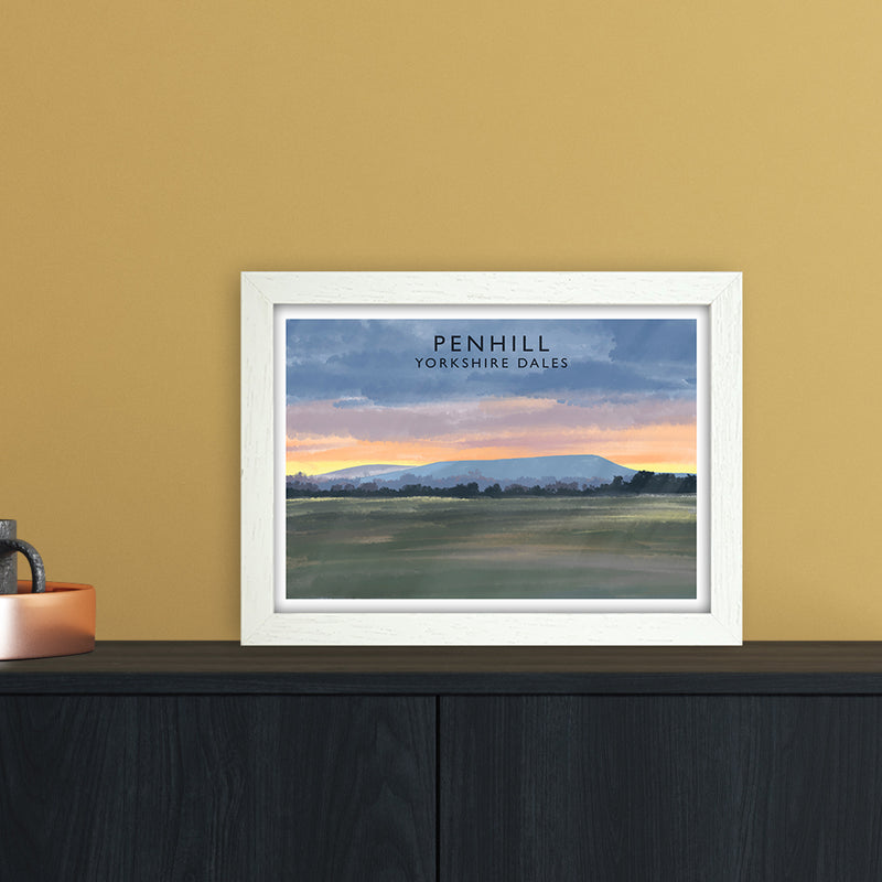 Penhill 3 Travel Art Print by Richard O'Neill A4 Oak Frame