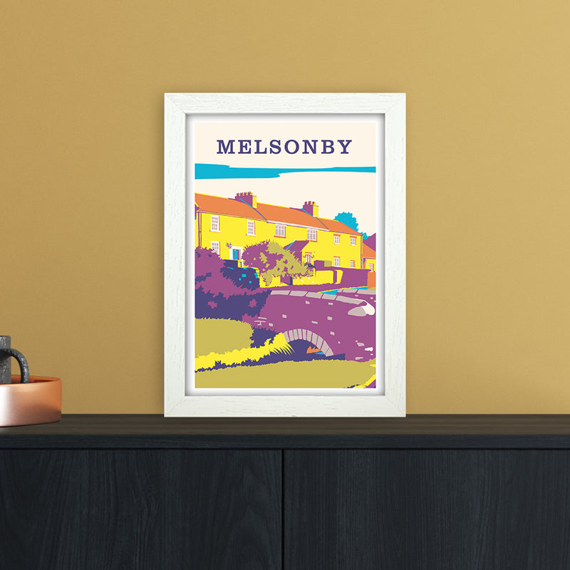Melsonby Portrait Travel Art Print by Richard O'Neill A4 Oak Frame
