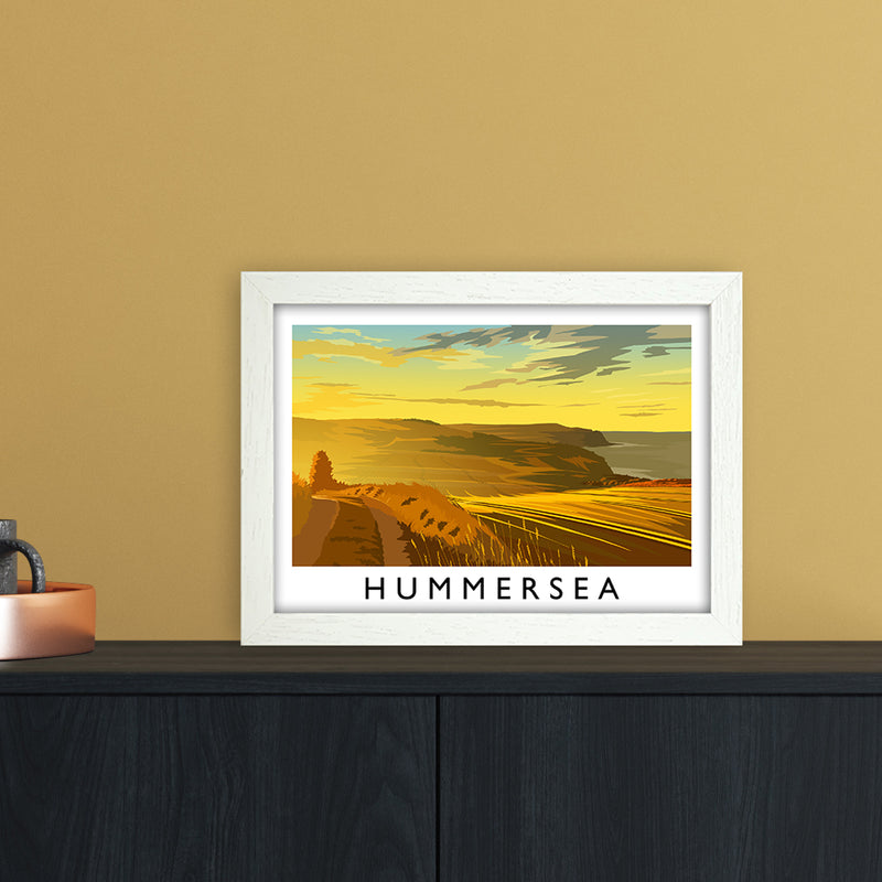 Hummersea Travel Art Print by Richard O'Neill A4 Oak Frame