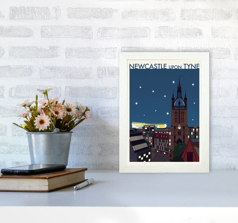 Newcastle upon Tyne 2 (Night) Travel Art Print by Richard O'Neill A4 Oak Frame