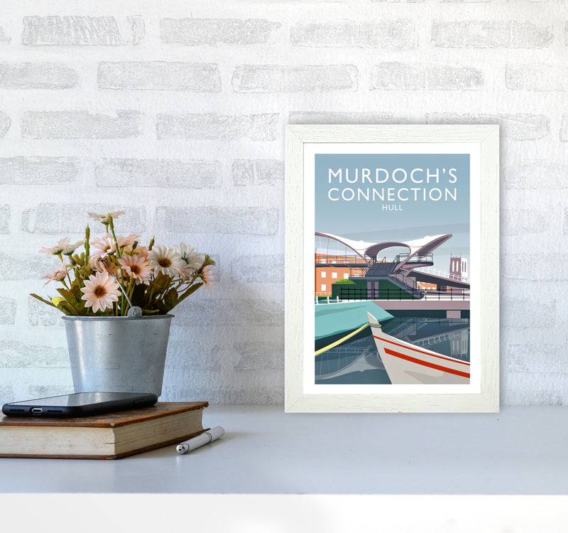 Murdoch's Connection portrait Travel Art Print by Richard O'Neill A4 Oak Frame