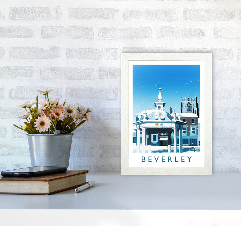 Beverley (Snow) 2 portrait Travel Art Print by Richard O'Neill A4 Oak Frame