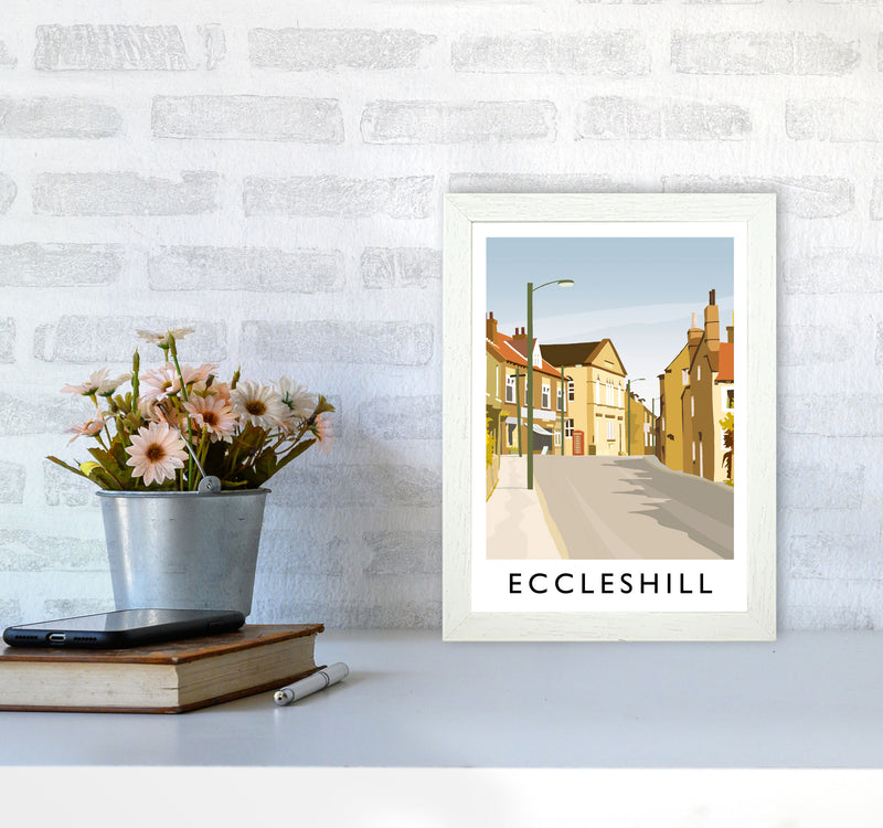 Eccleshill portrait Travel Art Print by Richard O'Neill A4 Oak Frame