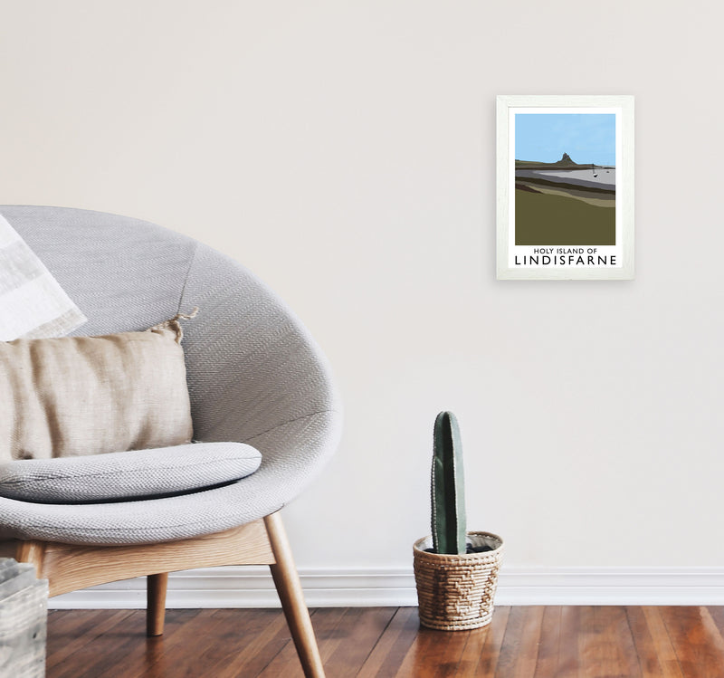Holy Island of Lindisfarne Framed Digital Art Print by Richard O'Neill A4 Oak Frame
